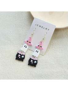 Women's Halloween Wizard Hat 3-In-1 Earrings, Printed And Clay Texture, Suitable Holiday Parties - 691 - View 2