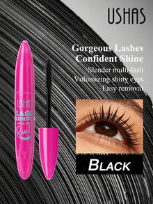 USHAS Black Mascara, Long-Lasting Waterproof, Lasting Makeup Effect, 360-Degree Spiral Brush, Volumizing & Lengthening Curled Lashes, Creates Natural Volumized Eye Makeup, Suitable For All Skin Types
