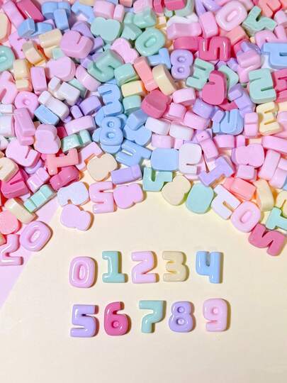 30/50/100个随机组合装闪亮树脂小数字配件，彩色马卡龙123数字装饰，迷你奶油凝胶手机壳，多功能字母