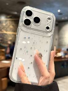 奢华可爱爱心亮片透明手机壳，兼容 17 Pro Max、17 Pro、17、16 Pro Max、16 Pro、16、15 Pro Max、15 Pro、14 Pro Max、14 Pro、13 Pro Max，创意时尚透明简约后盖 - 無色 - 查看 2