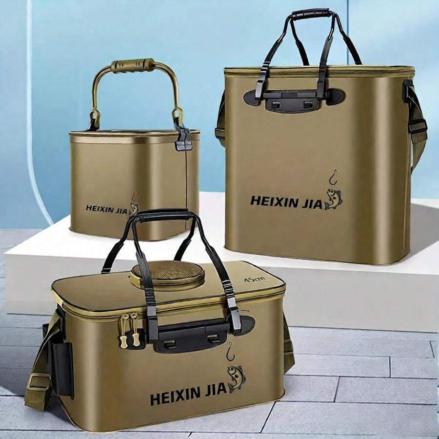 1 Peça Balde de Pesca Portátil para Uso Externo com Tampa, Balde para Peixes Vivos, Balde de Proteção de Peixes, Balde de Pesca Dobrável em EVA, Balde de Água Grosso, Equipamento de Pesca Multifuncional, Caixa de Iscas de Pesca, Balde de Pesca Marítima, Bolsa de Armazenamento de Equipamentos de Pesca