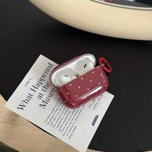 Retro Red Polka Dot Earphone Case With Hanging Ring, Cute Protective Cover Compatible With Airpods Pro 2, Compatible With Airpods Pro, 4, Minimalist 3, 1/2, For Women - Red - View 7