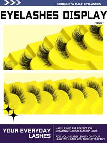 9 Pairs Natural Half-Piece Cat Eye Transparent Band False Eyelashes, Fluffy Lightweight 3D Faux Mink False Eyelashes Set, Soft Striplash - Cat Eye Lashes - View 4