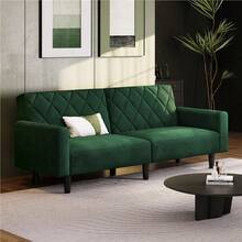 Costoffs 3-In-1 Velvet Convertible Futon Sofa Bed Upholstered Futon Couch With Diamond Tufted Design - Green - View 9