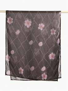 1 pieza Hiyab con estampado floral de sakura para mujer, hiyab de impresión digital premium con patrón floral en contraste, elegante y adecuado para uso diario, para todas las estaciones - Multicolor - Ver 10