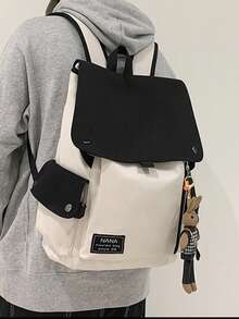 Mochila de gran capacidad con bolsa de cubo y accesorios, mochila de viaje y exterior de doble uso - Blanco y Negro - Ver 3