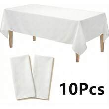 Premium Thickened Disposable Tablecloth Rectangle 54" X 108", Waterproof Oil-Proof Plastic Table Cover, Easy Cleanup Party Supplies For Dining, Camping, Holiday & Outdoor Events - Available In 2-12 Packs - trắng - Xem 12