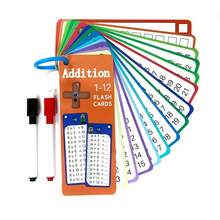 15 piezas de tarjetas didácticas reutilizables de multiplicación, que incluyen tarjetas didácticas de suma, resta y división, perfectas para que los estudiantes aprendan en casa o en el aula, un gran regalo para cumpleaños o regreso a clases - Multicolor - Ver 14