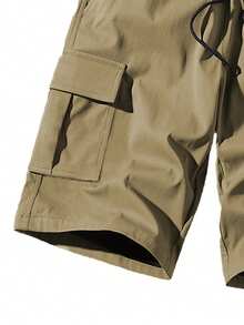 Quần short cargo nam dáng casual, nhiều màu sắc, chất liệu polyester, dây rút eo, dây đeo vai điều chỉnh được, nhiều túi, phù hợp cho phòng tập gym, các hoạt động thường ngày, có thể giặt, vải bền chắc, quần short thể thao lý tưởng cho bố và bạn trai mùa tựu trường, quà Giáng sinh hoàn hảo cho người yêu thể thao. - màu nâu - Xem 3