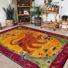 Tiger Pattern Vintage Oriental Design Area Rug Washable Rug Vintage Traditional Floor Cover Foldable Thin Retro Accent Indoor Non Slip Carpet Print Mat Bedroom Living Room Bathroom Home Decor Large Carpets Dining Room Rug Kitchen Rugs For Entryway - A - 查看 2