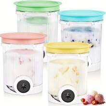 2 件装，适用于旋风冰淇淋机和软冰淇淋机，16 盎司 Creami Swirl 品脱装冰淇淋杯和盖子，兼容 NC700 NC701 系列，可用洗碗机清洗。