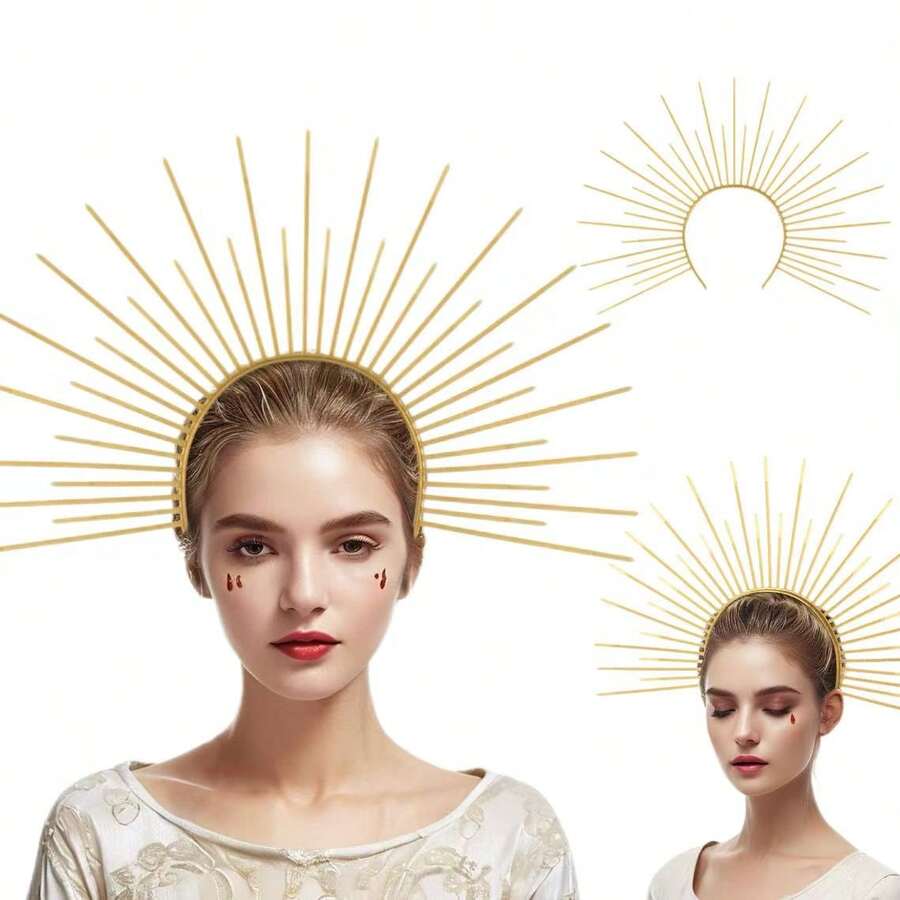 1pc Elegant Golden Sun Goddess Headband, Festival Party Performance Headpiece - Gold - View 1