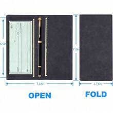 Premium Leather Checkbook Cover For Men And Women Checkbook Holder Wallet RFID Blocking - 深灰色 - 查看 4