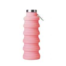 1pc 500ml Folding Water Bottle For Women Men Portable Sports Silicone Cup Reusable Drinking Bottle Outdoor Fitness Gym Travel Camping Hiking Trekking Office School Supplies - Pink - View 9