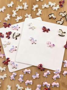 30PCS/60PCS 2026 Year Of The Horse Cute 3D Resin Nail Art Charms - Cartoon Pony Nail Decor Mix, DIY Nail & Craft Accessories - Multicolor - View 4