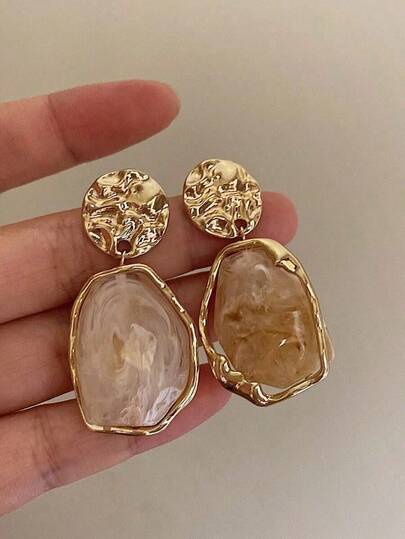 Pendientes colgantes geométricos de metal texturizado