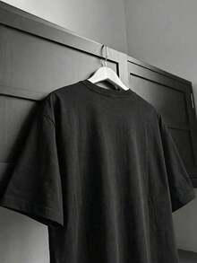 Basic Men's T-Shirt With Round Neck And Print, Made Of Pure Cotton, With Exquisite Print, Suitable For Spring And Summer, Everyday Wear, Outdoor Activities, Commuting And School. - màu đen - Xem 2