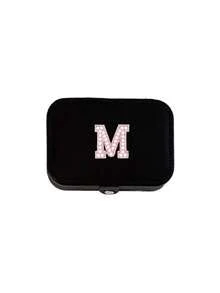 Pu Leather Jewelry Organizer, With Pink Letters A-Z With Rhinestones,Portable Organizer, Zipper Closure&Soft Lining For Organizing Earrings, For Earrings, Rings, Necklaces, Bracelets, Nail Accessories, Perfect Gift For Summer Travel,,Back-To-School Season, Mother's Day,Summer,New Year,Ramadan, Eid, Valentine's Day, Christmas, Or Thanksgiving. - Multicolor - View 16