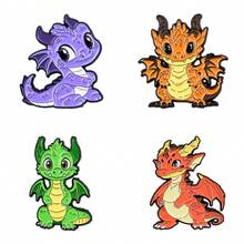 4pcs/Set Cute Enamel Pin Lapel Pins Badges On Backpack Women's Brooch Zinc Alloy Clothes Gift Jewelry Fashion Accessories - Black - View 2