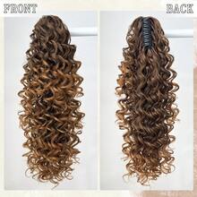 Claw Shaped Ponytail Extension Hair Accessory Black Brown Burgundy Gradient Brown Gradient Burgundy 20 Inch Long Wave Heat-Resistant Fiber Synthetic Ponytail Wig, Suitable For Women's Christmas, Halloween Music Festival Parties And Daily Use - Two-Tone - View 8