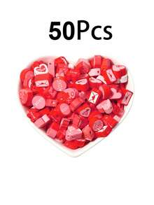 50/100pcs Valentine's Day Polymer Clay Beads, Mixed Lip Envelope Heart Rose Spacer Loose Clay Beads For Jewelry Making, DIY Valentine's Day Bracelet Necklace Earring Keychain Craft Decoration - Valentine's Day Polymer Clay - View 9