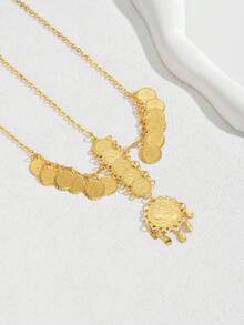 1pc Arabic Gold-Plated Coin Tassel Chain Headpiece, Women's Festival Celebration Party Accessory - Golden - View 5