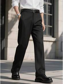 Manfinity Homme Solid-Color Pocketed Straight-Leg Casual Pants For Men Men's Trousers Elegant Men's Suit Pants Men's Suits Pants Fall Collection The Perfect Valentine's Day Gift For Your Boyfriend.Jeans Hombre.Purple Jeans.Pantalones De Hombre.Jeans For Men.Men Jeans.Mens Jeans.Pants For Men.Mens Pants.Black Pants Men - 黑色 - 查看 2