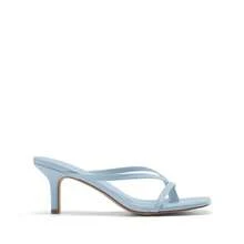 Women Comfortable Kitten Low Heel Thong Heeled Sandals Fashion Square Open Toe Comfort Shoes For Party Casual Slides - 淺藍色 - 查看 5