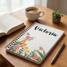 Customized Notebook, Personalized Stationery Notepad, Writing Pad, Customizable With Name/Text/Photo, A5 Size, Double-Sided Writing, Spiral Bound, Beautiful Floral Diary, Suitable For Work, Business, School, Meetings, Travel, Back To School Essential, Ideal Gift For Students Or Teachers - Perfect Office Supplies And Stationery Gift, Thoughtful And Fashionable Gift - Great For Note-Taking, Journaling And Creative Writing