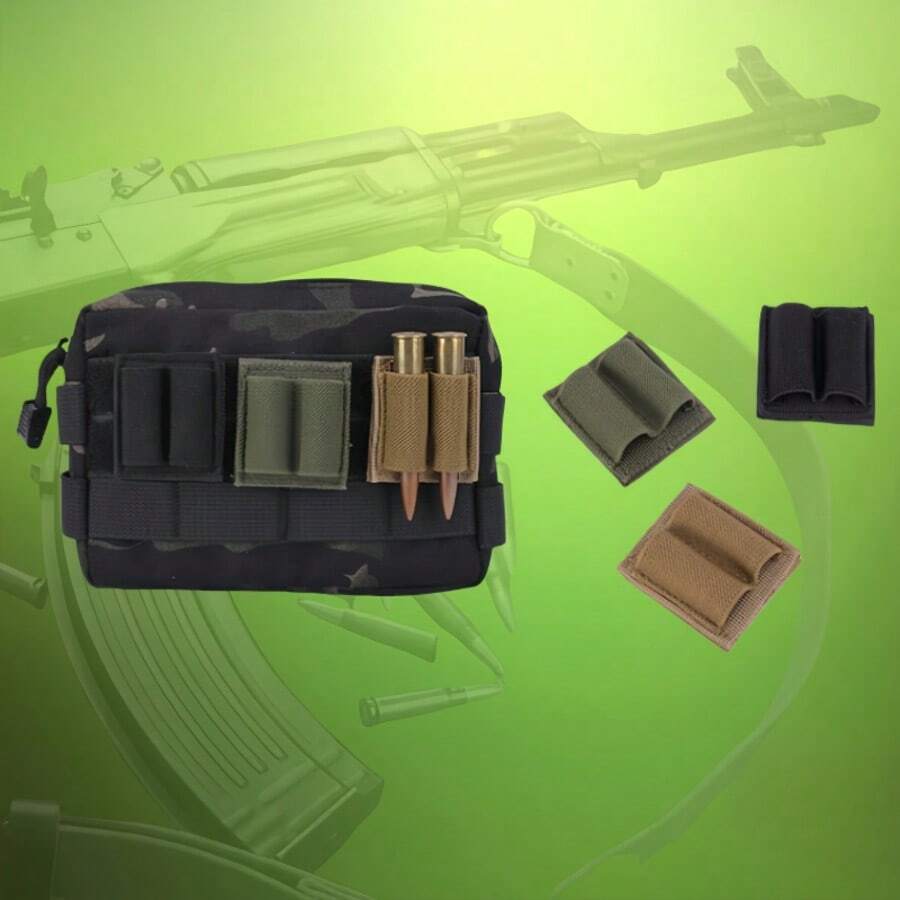 2 Hole 7.62mm & 3in Shotshell Tactical Hook And Loop Pouch, Loose Hook And Loop Tool - Multicolor - View 1