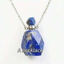 1pc Natural Stone Crystal Faceted Essential Oil Bottle Pendant Necklace - Fragrance Bottle Diffuser Pendant, Rhombus Cut Crystal Aromatherapy Amethyst Necklace - Bottle - View 4