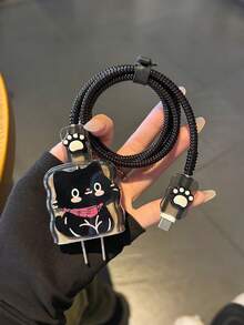 5-Piece Set Cute Black & White Kitten Style Cat Paw Anti-Break Protector | Fits 18/20W Charger Protective Case - Multicolor - View 6