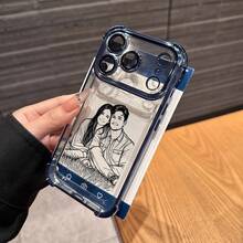 Personalised Custom Photo Phone Case Compatible With IPhone 17 Pro Max 17 Air Transparent Shockproof Electroplated Lens Flim Camera Protection Acrylic+TPU Bumper Cover For IPhone 17 Pro Max Cover For Christmas Days - Màu xanh lam - Xem 2