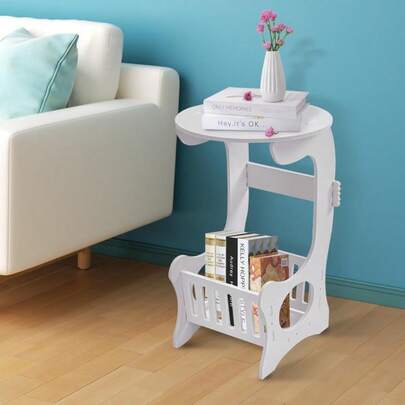 Christmas Bedside Table With Storage Multi-Tier Nightstand With Unique Hollow-Out Design, Compact End Table For Small Spaces, Sturdy Sofa Side Table In Festive Multi-Tier Nightstand, White Modern End Table The Holiday Gift For Home Organization