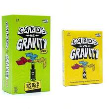 1pc English Gravity-Defying Card Game "Cards Vs Gravity" Green Box, Puzzle Game For Family Gathering, Tabletop Game, Gift, Holiday Present - Multicolor - View 1