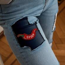 1 st. broderad stryklapp med chilipeppar, rolig broderad stryklapp, lämplig för kläder, jeans, ryggsäckar - Röd - Visa 4