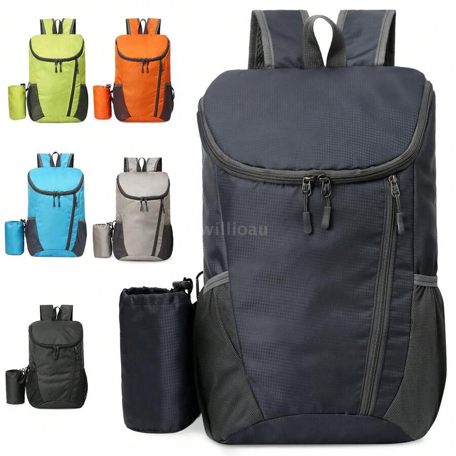 Hiking Backpack, 20L Packable Daypack For Men Women, Nylon With Adjustable Straps, Lightweight Waterproof Outdoor Camping Travel, Black - 黑色 - 查看 1