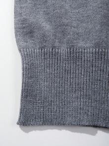 Women's Solid Color Minimalist Casual Commute Versatile Sleeveless Knit Vest Top, V-Neck Ribbed Sweater, Grey, Spring/Summer - Grey - View 8