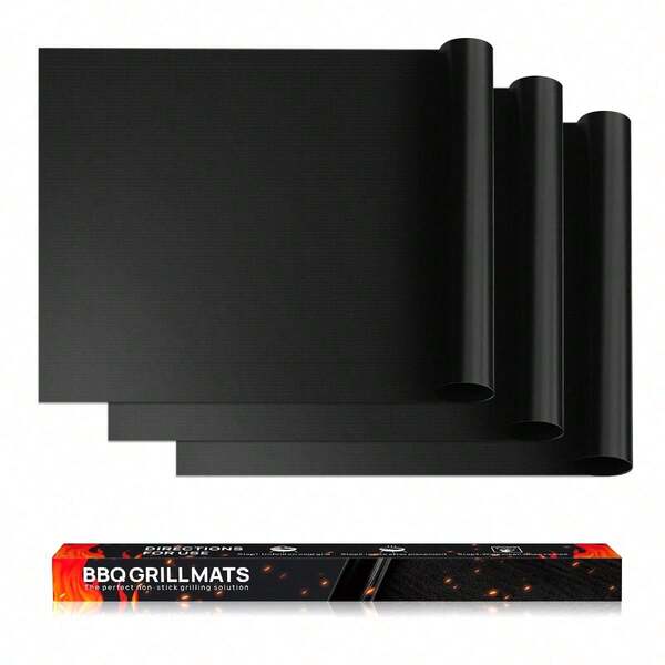 3/5pcs Reusable Non-Stick Baking Mat, Easy To Clean, Heat Resistant, Suitable For Home, Restaurant, Camping, Applicable To Electric Oven, Gas Oven, Toaster, Grill, Outdoor BBQ Mat, Thick Baking Mat, Kitchen Tool, Material, Kitchen Essential, Suitable For Outdoor Grilling And Cooking