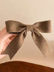 3pcs/1pc Women's Fabric Bow Brown/Black/White Hair Clips, Fashion Versatile High-End Elegant Simple Solid Color Hair Accessories Suitable For Daily Outing, Casual, Party, Commute, Vacation, Ponytail, Bun, Face Washing, Makeup, Outfit Matching - Multicolor - View 5