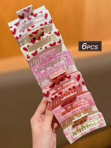 Large Sweet Pink Rectangular Hair Claw Clip, Strong Grip, Minimalist Daily Women's Hair Accessory, 3.3inch, Suitable For Thick/Thin Hair, Elegant Cute Casual Street Style, Suitable For Spring, Summer, Autumn, Winter Vacay Hair Clips - Multicolor - View 13