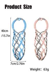 1pc Retro Creative Reusable Cup Sleeve With Vibrant Colors, Buckle Hand-Held, Handmade Hollow Woven Net Bag Cup Holder For Cup, Water Bottles, Tumblers,Milk Tea Cup, Coffee Cup, Hand Woven Cup Holder On Bike, Suitable For Outdoor, Party, Wedding, Birthday, Gift - Multicolor - View 7