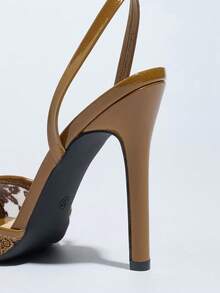 Jin Bei Qi Women's High Heel Shoes With Shiny, Breathable Mesh And Mysterious Patent Leather Material, Pointed Toe Sexy Stilettos For Spring/Summer Nightclub, High-End Party, Outdoor Fashion Events. Adjustable Ankle Strap, Brown Ladies Sandals, Elegant And Versatile High Heels To Pair With Dresses - Brown - View 6