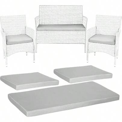 3pcs Water Resistant Outdoor Seat Cushion Set For Rattan Garden Furniture Comfortable & Lightweight Foam Padding Durable Covers For Patio Chairs, Sofas, And Benches Ideal For Garden, Balcony, And Terrace Use