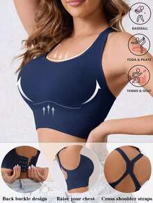 7-Pack Seamless Sports Bra With Shockproof And Push-Up Function, Perfect For Running, Yoga And Exercise, Beautify Your Back, Thin And Comfortable, Wire-Free Design, Lingerie - 彩色 - 查看 13