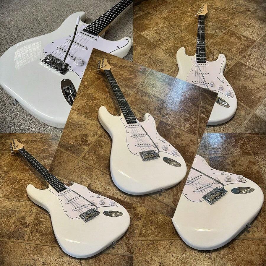 Full-Size  White Electric Guitar With Rosewood Fretboard S-S-S Pickups - như hình ảnh - Xem 1