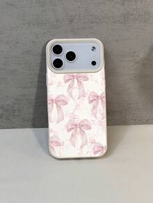 Bow-Knot 1pc Minimalist Pink Bow Design TPU Material Phone Case Compatible With IPhone 17Promax/17Pro/17/16Promax/16/15/12Promax/13/13Promax/14/15/17/16Pro/11Promax/12, Fashionable Protective Soft Case, Personalized Design Suitable For Friends And Couples As Gifts - Multicolor - View 4