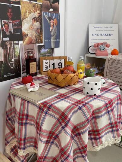 1 pieza Mantel a cuadros rojos retro, mantel de mesa de comedor rojo para fiesta festiva, mantel de fondo para mesa de té y picnic