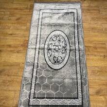 Beautiful Teddy Runner Rug Non-Slip 90x190cm Soft Fluffy Hallway Mat - Light Grey - View 2