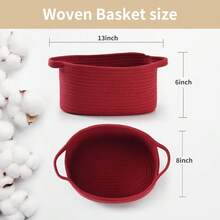 Woven Burr Basket With Handles – Perfect For Valentine's Day, Birthdays & Special Occasions, Black Decorative Storage Container For Gifts, Toys, Or Essentials - 酒紅色 - 查看 2